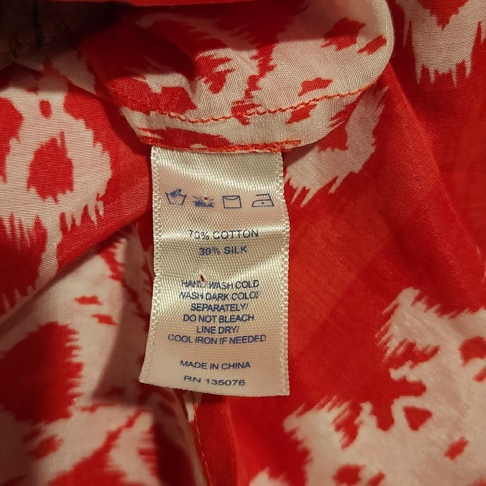 C. Wonder Ikat Print Buttondown Blouse Red White Size Small Women's - Picture 5 of 7